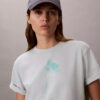 T-shirt squadrata con logo floreale T-shirt squadrata con logo floreale