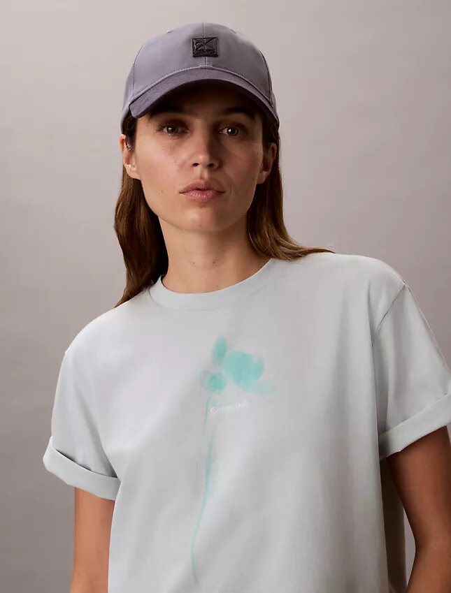 T-shirt squadrata con logo floreale T-shirt squadrata con logo floreale