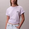 T-shirt squadrata con logo ricamato T-shirt squadrata con logo ricamato