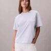 T-shirt squadrata con logo ricamato T-shirt squadrata con logo ricamato