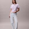 T-shirt squadrata con logo ricamato T-shirt squadrata con logo ricamato