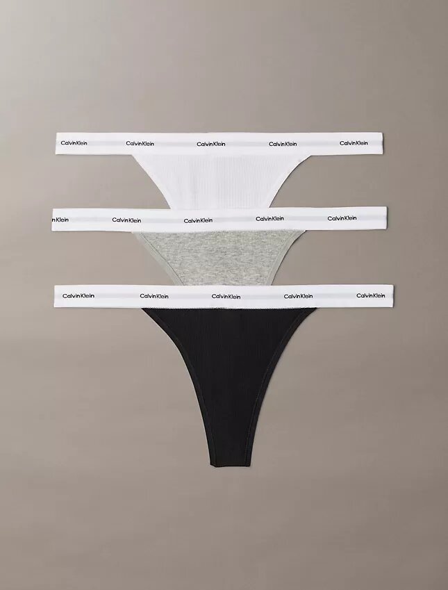 Thong a costine in cotone elasticizzato, confezione da 3 Thong a costine in cotone elasticizzato, confezione da 3