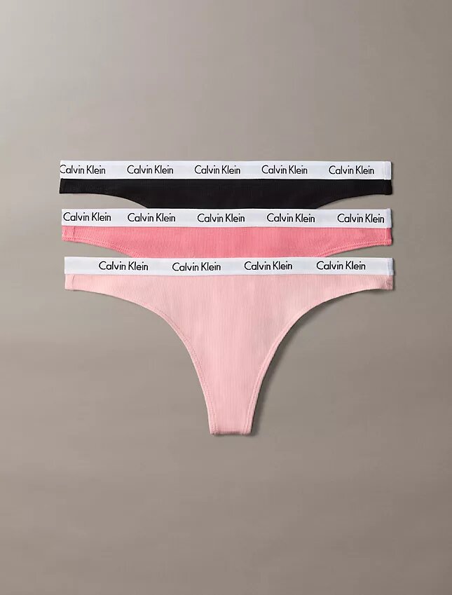 Thong in cotone Cotton Stretch a costine Carousel, confezione da 3 Thong in cotone Cotton Stretch a costine Carousel, confezione da 3