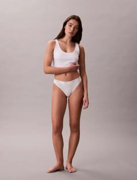Thong in cotone elasticizzato a costine