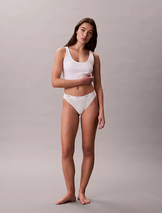 Thong in cotone elasticizzato a costine Thong in cotone elasticizzato a costine