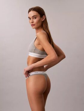 Thong in cotone elasticizzato a costine