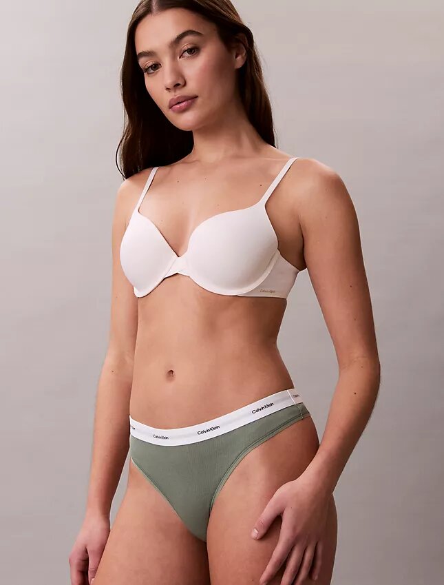 Thong in cotone elasticizzato a costine Thong in cotone elasticizzato a costine