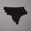 Thong in microfibra elasticizzata con pizzo, confezione da 3 Thong in microfibra elasticizzata con pizzo, confezione da 3