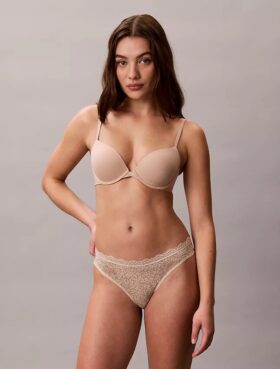 Thong in microfibra elasticizzata con pizzo, confezione da 3