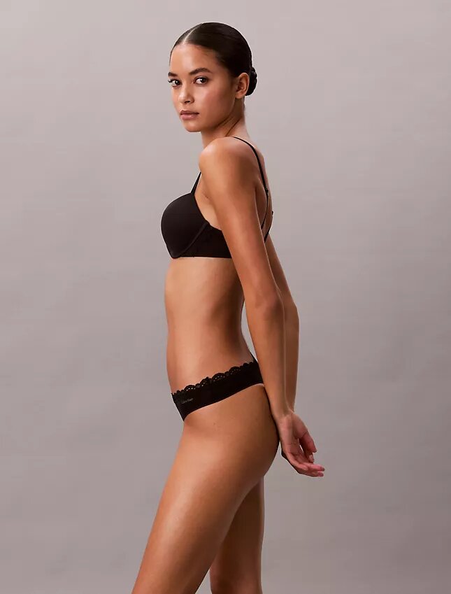Thong in microfibra elasticizzata con pizzo, confezione da 3 Thong in microfibra elasticizzata con pizzo, confezione da 3
