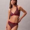 Top bikini a triangolo con dorso a vogatore e logo moderno