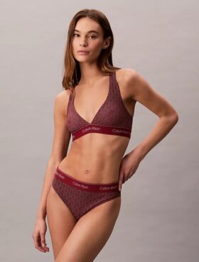 Top bikini a triangolo con dorso a vogatore e logo moderno