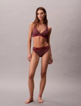 Top bikini a triangolo con dorso a vogatore e logo moderno