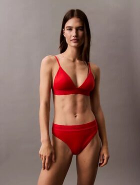 Top bikini a triangolo con logo moderno