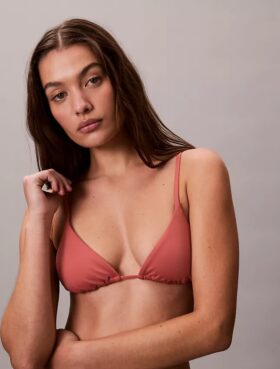 Top bikini a triangolo in tinta unita