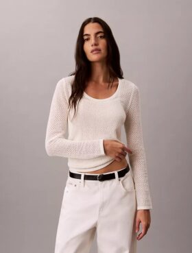 Top bouclé pointelle