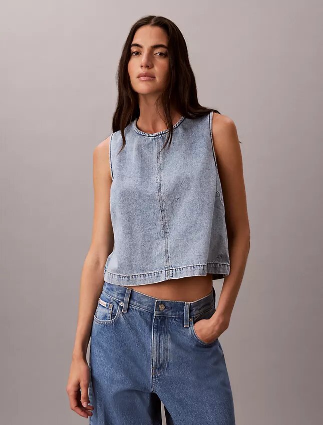 Top corto in denim Top corto in denim