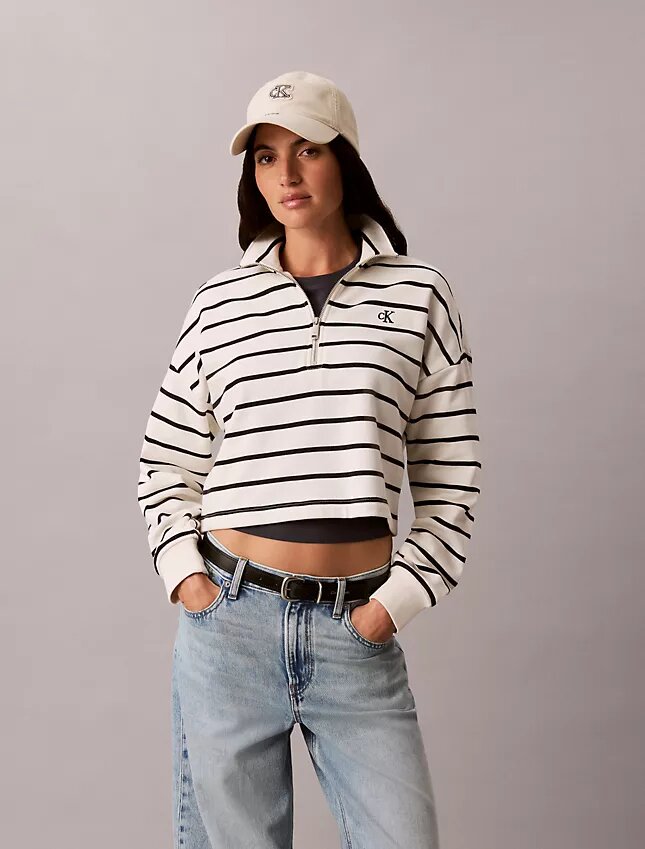 Top corto in spugna a righe con Monogram Top corto in spugna a righe con Monogram