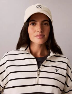 Top corto in spugna a righe con Monogram