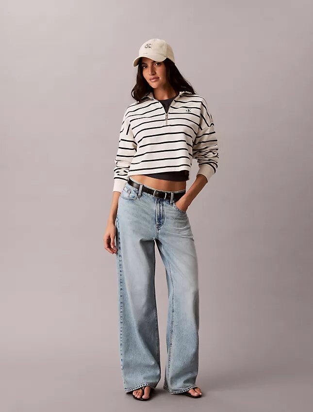 Top corto in spugna a righe con Monogram Top corto in spugna a righe con Monogram