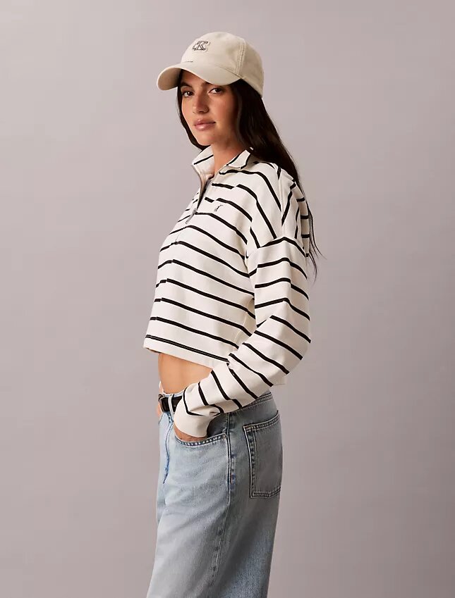 Top corto in spugna a righe con Monogram Top corto in spugna a righe con Monogram