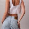 Top in popeline con bottoni