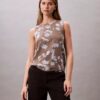 Top senza maniche in chiffon stampato Top senza maniche in chiffon stampato
