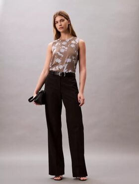 Top senza maniche in chiffon stampato