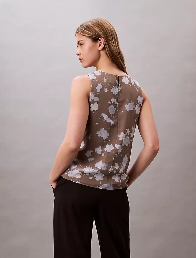 Top senza maniche in chiffon stampato Top senza maniche in chiffon stampato