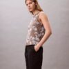 Top senza maniche in chiffon stampato Top senza maniche in chiffon stampato