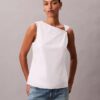 Top senza maniche in cotone con drappeggio asimmetrico Top senza maniche in cotone con drappeggio asimmetrico