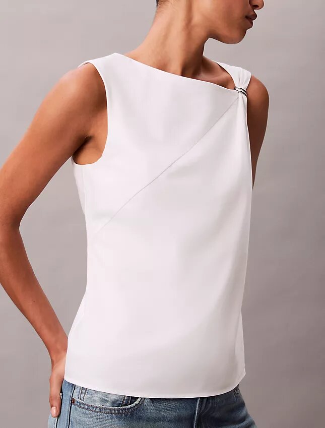 Top senza maniche in cotone con drappeggio asimmetrico Top senza maniche in cotone con drappeggio asimmetrico