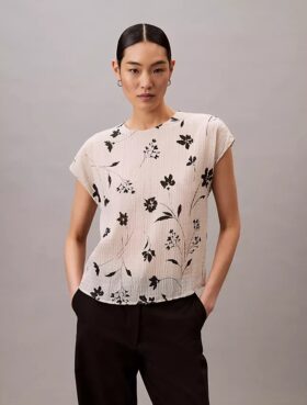 Top smockato con stampa floreale