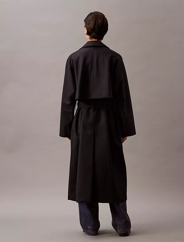 Trench lungo in misto twill di lana Trench lungo in misto twill di lana