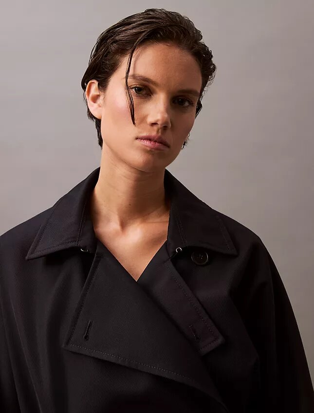 Trench lungo in misto twill di lana Trench lungo in misto twill di lana
