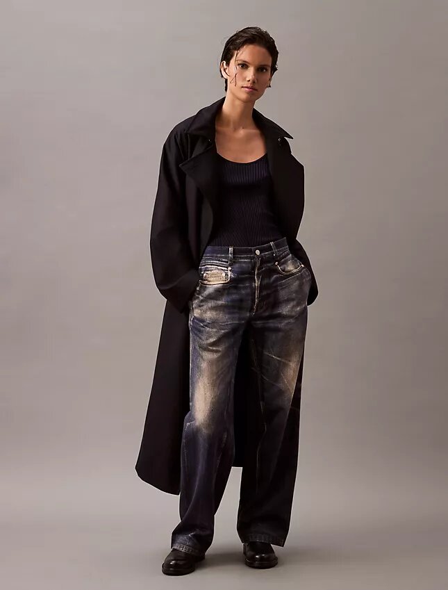 Trench lungo in misto twill di lana Trench lungo in misto twill di lana