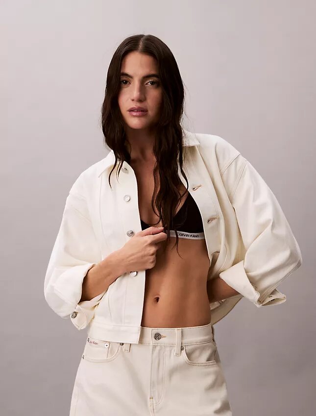Trucker Jacket in Denim con vita stretta Trucker Jacket in Denim con vita stretta