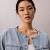 Trucker Jacket in denim corta senza colletto Trucker Jacket in denim corta senza colletto