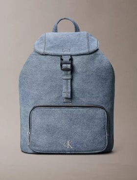 Zainetto con patta in Denim con logo Zainetto con patta in Denim con logo